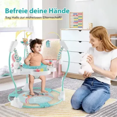 Detské chodítko Baby Sky Jumperoo s nastaviteľnou výškou a hračkami a hudobným boxom Modré