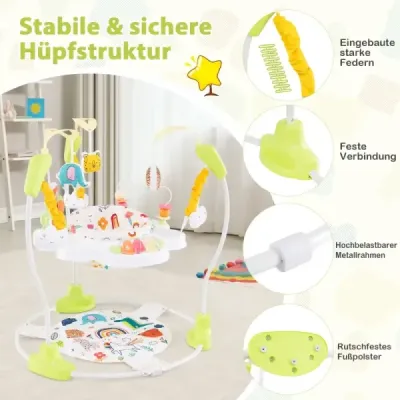 Detské chodítko Baby Sky Jumperoo s nastaviteľnou výškou a hračkami a hudobným boxom žlté