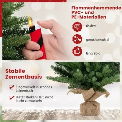 60 cm Künstlicher Tisch Weihnachtsbaum mit LED-Leuchten und Timer-Funktion Grün