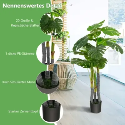 120 cm vysoký umelý strom Monstera Deliciosa Plant Green