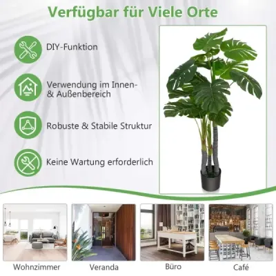 120 cm vysoký umelý strom Monstera Deliciosa Plant Green