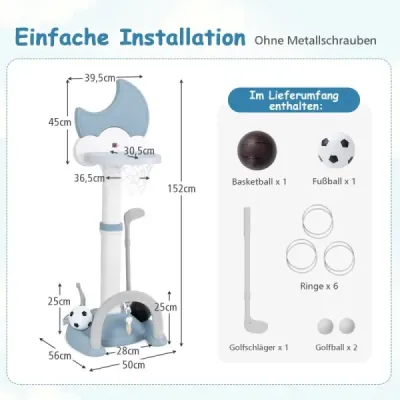 Súprava detského basketbalového koša 4v1 s basketbalovým košom Futbal Basketbalový stojan na hádzanie prsteňa modrý Súprava detského basketbalového koša 4v1 s basketbalovým košom Futbal Basketbalový stojan na hádzanie prsteňa modrý