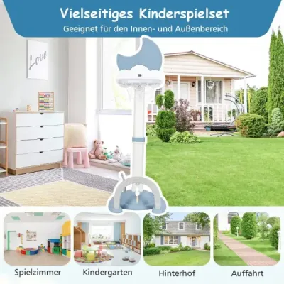 Súprava detského basketbalového koša 4v1 s basketbalovým košom Futbal Basketbalový stojan na hádzanie prsteňa modrý Súprava detského basketbalového koša 4v1 s basketbalovým košom Futbal Basketbalový stojan na hádzanie prsteňa modrý