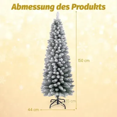 Künstlicher Weihnachtsbaum Bleistift 150 cm Tannenbaum mit Schnee Grün