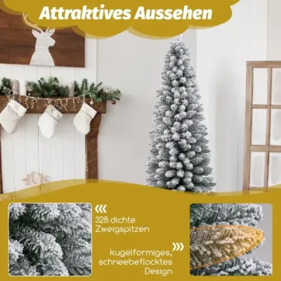 Künstlicher Weihnachtsbaum Bleistift 150 cm Tannenbaum mit Schnee Grün