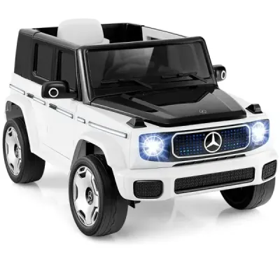 Detské elektrické autíčko Mercedes-Benz s diaľkovým ovládaním 2,4G Predné svetlo 12V elektrického vozidla biele