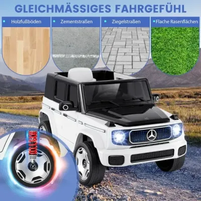 Detské elektrické autíčko Mercedes-Benz s diaľkovým ovládaním 2,4G Predné svetlo 12V elektrického vozidla biele