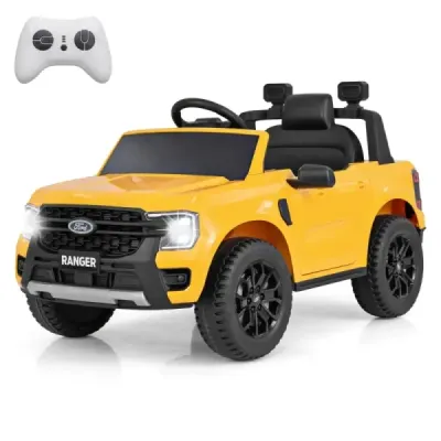 Detské elektrické autíčko Ford 12V Detské elektrické autíčko s diaľkovým ovládaním a úložným košom a USB a hudbou Žltá