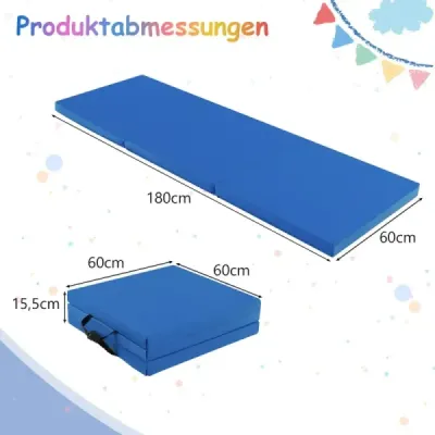 Skladacia mäkká podložka s 2 rukoväťami Protišmyková podložka do posilňovne 180 x 60 x 5 cm námornícka modrá