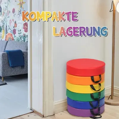 Sada 6 detských vankúšov na okrúhle stoličky Podlahové vankúše Vankúš na sedenie