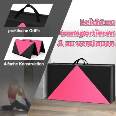 Skladacia mäkká podložka na podlahu Prenosná podložka do telocvične Podložka na jogu 240 x 120 x 5 cm Čierna a ružová