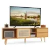 Bambusový TV stolík pre televízory do 65" TV konzola v štýle Mid-Century Modern 140 x 31 x 45,5 cm Prírodný