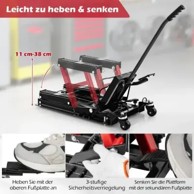 Zdvihák na motorku do 680 kg 3-stupňový hydraulický zdvihák na motorku s nastaviteľnou výškou červený Zdvihák na motorku do 680 kg 3-stupňový hydraulický zdvihák na motorku s nastaviteľnou výškou červený