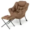 Kreslo s taburetom a podrúčkami a bočným vreckom a podnožkou Kreslo Recliner Wing Chair Brown