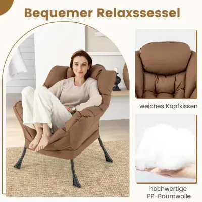 Kreslo s taburetom a podrúčkami a bočným vreckom a podnožkou Kreslo Recliner Wing Chair Brown