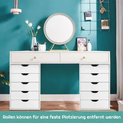 Mobilný podstavec s 5 zásuvkami Mobilná kartotéka na kolieskach 48 x 39,5 x 65,5 cm Biela