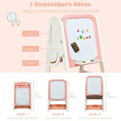 Detský výtvarný stojan 2 v 1 Obojstranná magnetická tabuľa a stojan na detské knihy Oranžová farba Detský výtvarný stojan 2 v 1 Obojstranná magnetická tabuľa a stojan na detské knihy Oranžová farba