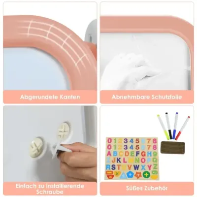 Detský výtvarný stojan 2 v 1 Obojstranná magnetická tabuľa a stojan na detské knihy Oranžová farba Detský výtvarný stojan 2 v 1 Obojstranná magnetická tabuľa a stojan na detské knihy Oranžová farba