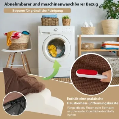 Schody pre psov protišmyková 4-poschodová rampa pre psa z peny 72 x 41 x 51 cm hnedá