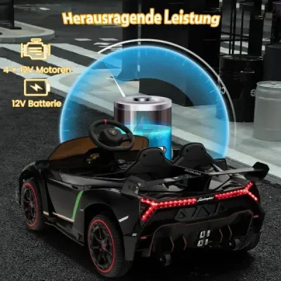 Detské elektrické auto Lamborghini s diaľkovým ovládaním a LED svetlometmi a klaksónom a hudbou Detské auto ružové