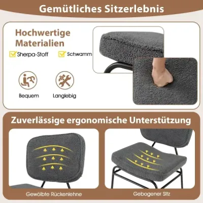 Jedálenská stolička so zakriveným sedadlom  Operadlo Kuchynská stolička čalúnená stolička šedá