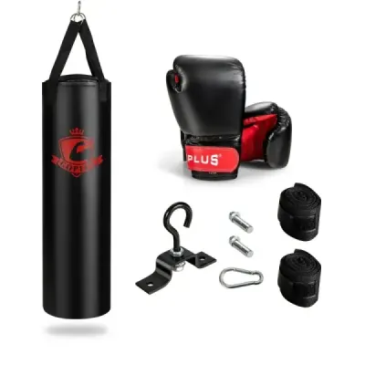 Súprava boxovacieho vreca 28,5 kg boxovacie vrece s 12 oz boxerskými rukavicami a remienkami na ruky čierne Súprava boxovacieho vreca 28,5 kg boxovacie vrece s 12 oz boxerskými rukavicami a remienkami na ruky čierne
