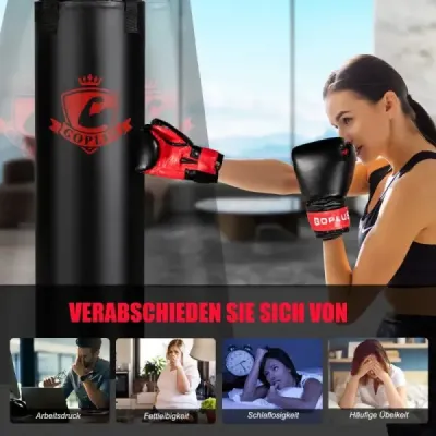 Súprava boxovacieho vreca 28,5 kg boxovacie vrece s 12 oz boxerskými rukavicami a remienkami na ruky čierne Súprava boxovacieho vreca 28,5 kg boxovacie vrece s 12 oz boxerskými rukavicami a remienkami na ruky čierne
