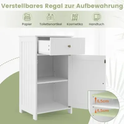 Kúpeľňová skrinka úzka so zásuvkou a dvierkami 43 x 34 x 77 cm biela Kúpeľňová skrinka úzka so zásuvkou a dvierkami 43 x 34 x 77 cm biela