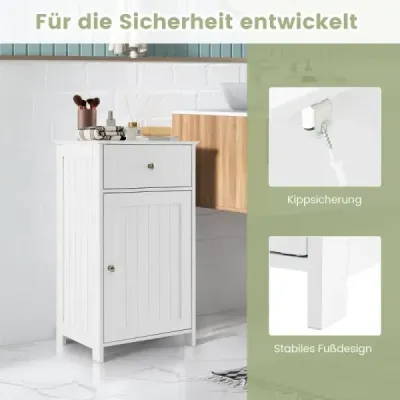 Kúpeľňová skrinka úzka so zásuvkou a dvierkami 43 x 34 x 77 cm biela Kúpeľňová skrinka úzka so zásuvkou a dvierkami 43 x 34 x 77 cm biela