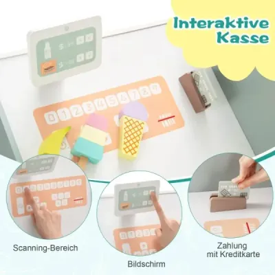 Nakúpte 30 kusov. Drevená predajňa s automatom a pokladňou a kávovarom