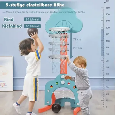 Detské ihrisko 3v1 s výškovo nastaviteľným basketbalovým košom a futbalovou bránkou a golfovým ihriskom Detské ihrisko 3v1 s výškovo nastaviteľným basketbalovým košom a futbalovou bránkou a golfovým ihriskom
