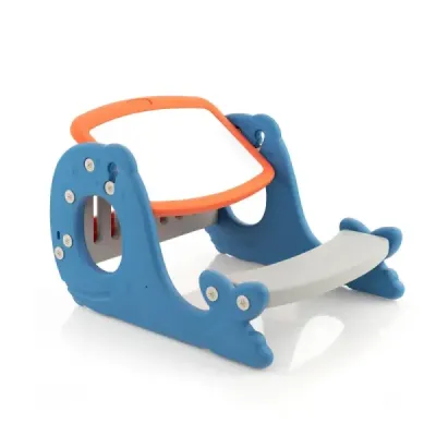 Detský stojan v tvare veľryby 4 v 1 s lavicou a obojstrannou stolovou doskou a tabuľou