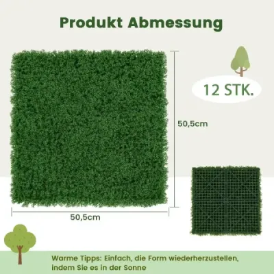 12 ks. Rastlinná stena 50,5 x 50,5 cm umelý mach stena možno spojiť Tmavo zelená
