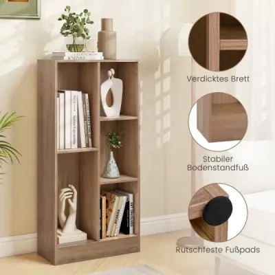 Regál na knihy s 5 priehradkami Stojaci regál Kocka Kancelársky regál Úložný regál 50 x 24 x 104 cm Prírodný Regál na knihy s 5 priehradkami Stojaci regál Kocka Kancelársky regál Úložný regál 50 x 24 x 104 cm Prírodný