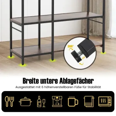 Kuchynský regál Stojaci regál so zásuvkami 5 políc Mikrovlnná rúra s policami 107 x 37 x 160 cm Rustikálna hnedá
