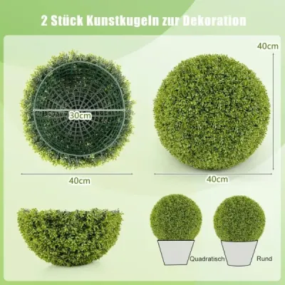 2 gule zo zimostrázu 39 cm guľa zo zimostrázu odolná voči UV žiareniu dekoratívne guľové rastliny pre domácnosť