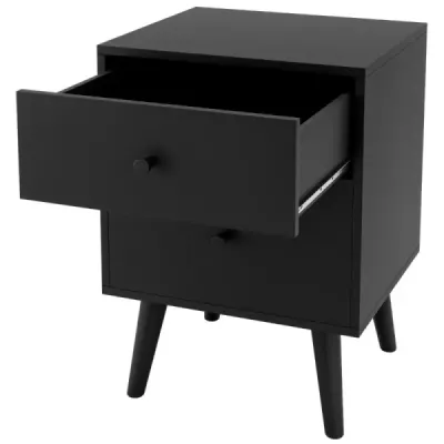 Nočný stolík s 2 zásuvkami Nočný stolík s nohami z masívneho dreva 45 x 39,5 x 62 cm dub