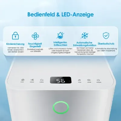 15㎡ Odvlhčovač vzduchu 15L Odvlhčovač vzduchu s 3 režimami Mobilný odvlhčovač vzduchu 25,5 x 22 x 45 cm biely