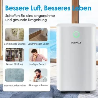 15㎡ Odvlhčovač vzduchu 15L Odvlhčovač vzduchu s 3 režimami Mobilný odvlhčovač vzduchu 25,5 x 22 x 45 cm biely