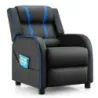 Relaxačné kreslo s bočnými vreckami Ergonomická pohovka z umelej kože 69 x 53 x 74 cm Čierna + modrá