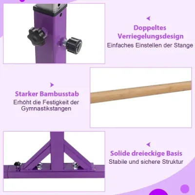 Gymnastické tyče horizontálna tyč s nastaviteľnou šírkou 250 x 132 x 140 cm Fialová