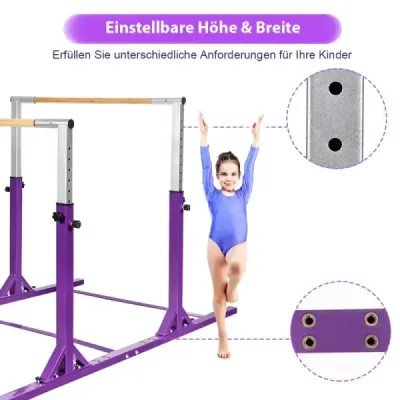 Gymnastické tyče horizontálna tyč s nastaviteľnou šírkou 250 x 132 x 140 cm Fialová