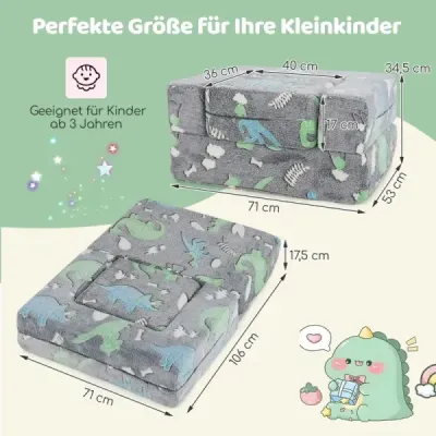 Modulárna detská pohovka svietiaca v tme Modulárna pohovka 71 x 53 x 34,5 cm Sivá