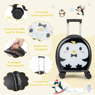 4-dielny detský kufor + batoh 10"+14" detský vozík s kolieskami čierny