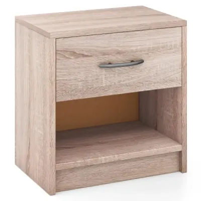 Nočný stolík so zásuvkou Malý nočný stolík s otvorenou priehradkou 38,5 x 28 x 40,5 cm Prírodný