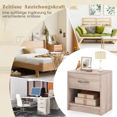 Nočný stolík so zásuvkou Malý nočný stolík s otvorenou priehradkou 38,5 x 28 x 40,5 cm Prírodný
