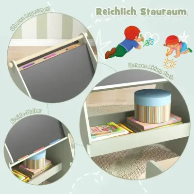 Detský stojan 2 v 1 so stoličkou v tvare stromu Obojstranná stojaca tabuľa a biela tabuľa Detský stojan 2 v 1 so stoličkou v tvare stromu Obojstranná stojaca tabuľa a biela tabuľa