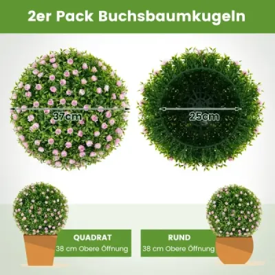 2 buxusové gule Dekoračné gule odolné voči UV žiareniu topiary umelá rastlina dekoratívna rastlina Ø37 cm