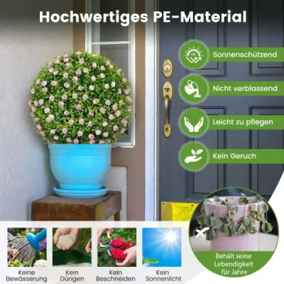 2 buxusové gule Dekoračné gule odolné voči UV žiareniu topiary umelá rastlina dekoratívna rastlina Ø37 cm