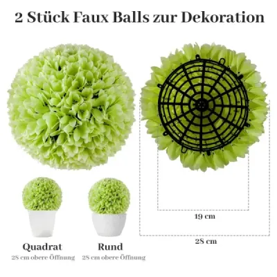 2 gule zo zimostrázu odolné voči UV žiareniu dekoratívne gule topiary umelá rastlina dekoratívna rastlina Ø28 cm zelená